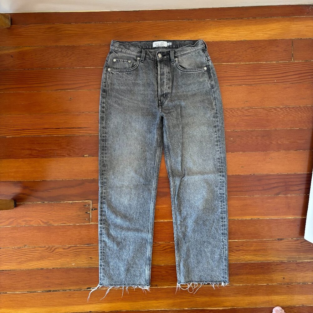 & Other Stories Raw Hem 100% Cotton Straight Leg Gray Jeans Button Fly 27"